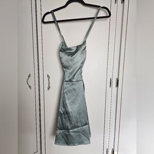 Speechless Satin Midi Dress in Light Emerald Green
